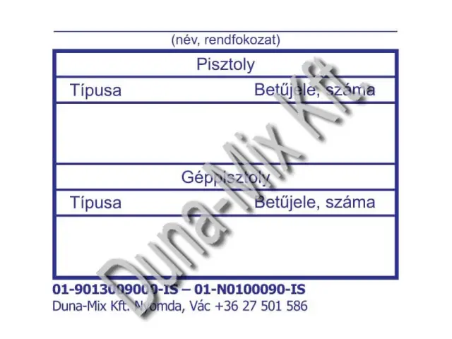 Fegyver névtábla